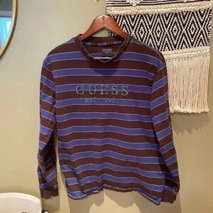 GUESS VINTAGE 90s MENS STRIPE LONG SLEEVES SIZE S